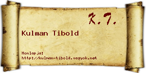 Kulman Tibold névjegykártya
